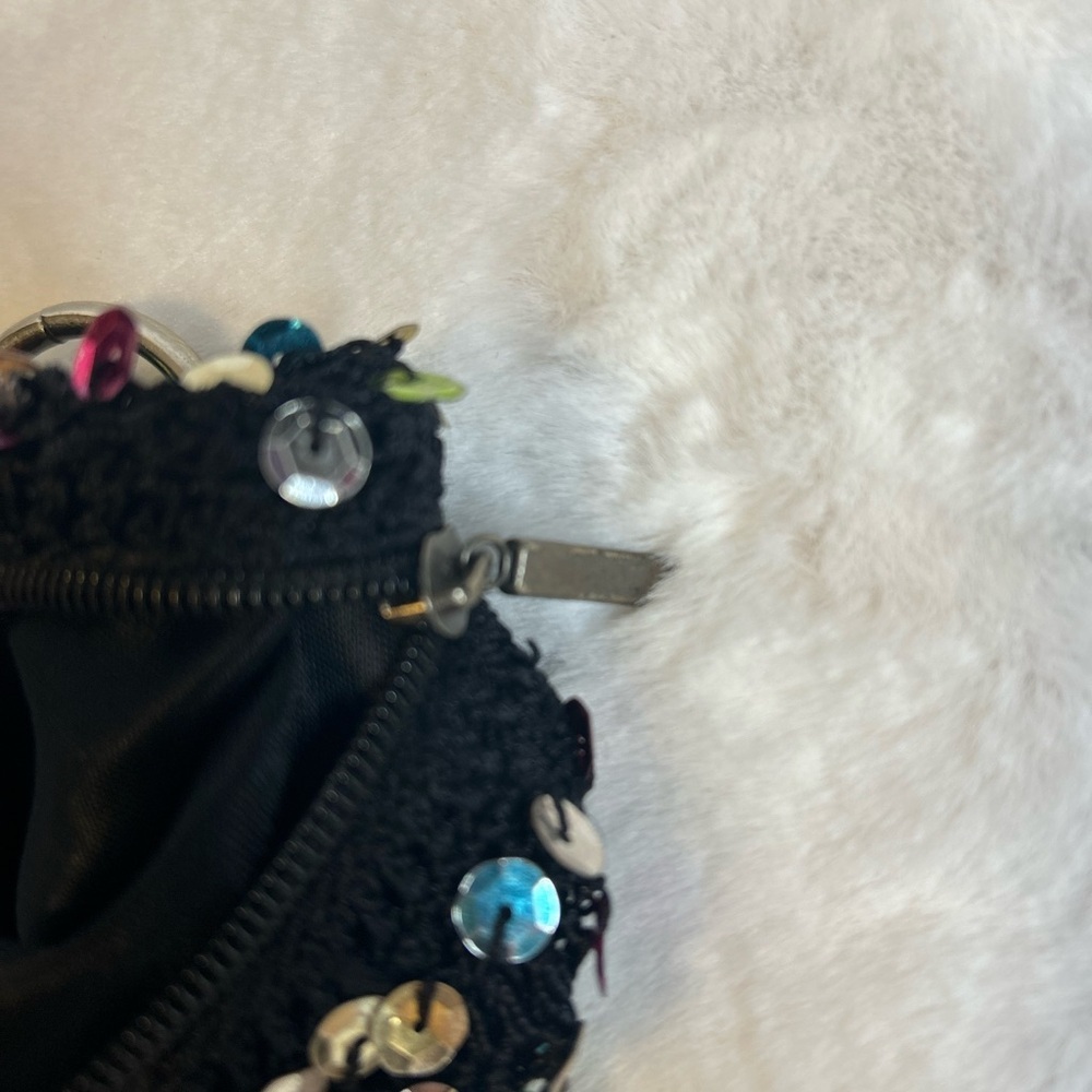 Vintage Y2K Sequin Shoulder bag black multicolor sparkle mini purse party bag - Picture 6 of 8